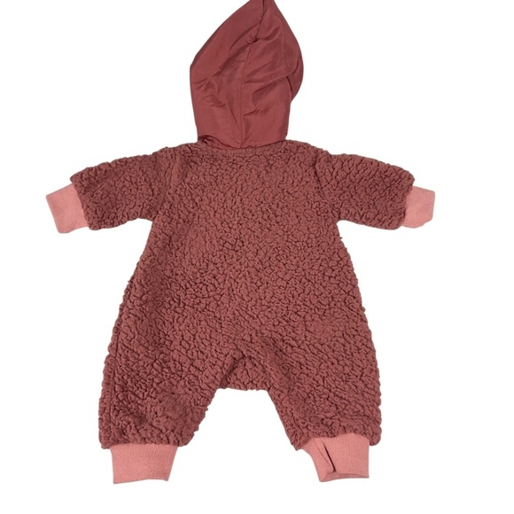 Tahari Baby Fleece Sherpa Hooded Bunting Suit 0-3M Pink Rose Zip Front - Picture 2 of 8
